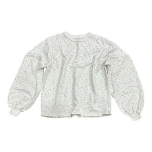 Twothirds Ivory Floral Balloon Sleeve Organic Cotton Pullover Jumper Sweater S